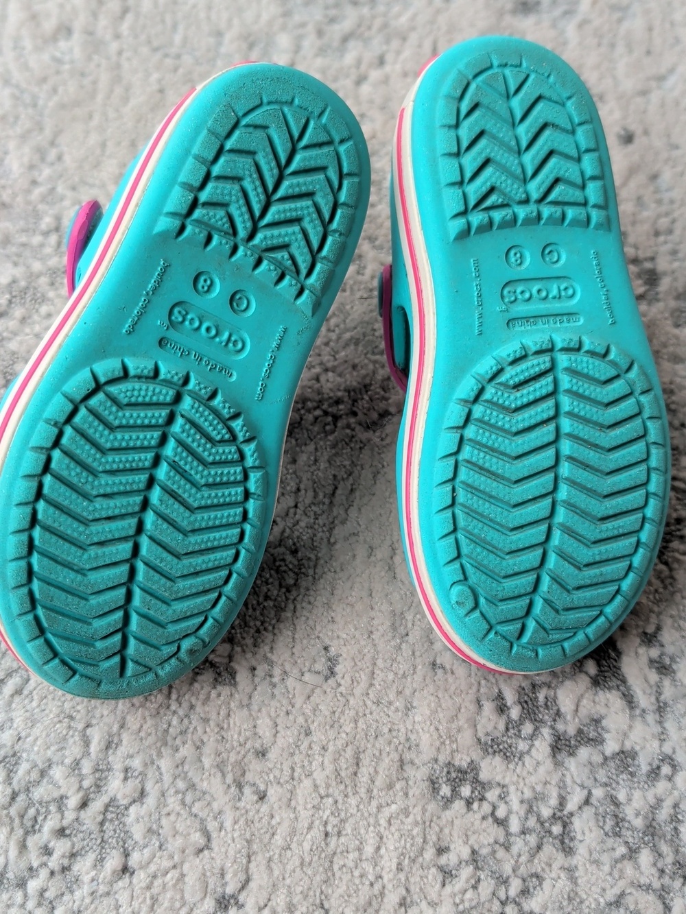 Crocs Sandals Turquoise Pink Toddler Size 8 - Picture 3 of 3